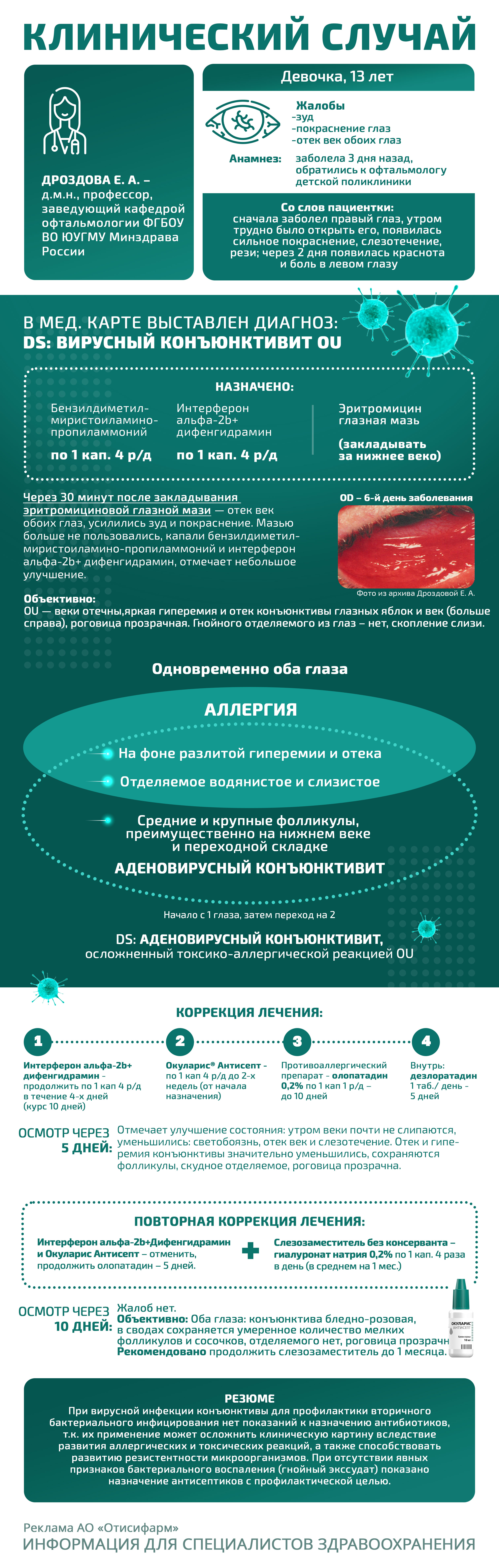 Клинический случай: аденовирусный конъюнктивит, осложненный токсико-аллергической реакцией OU, фото 1